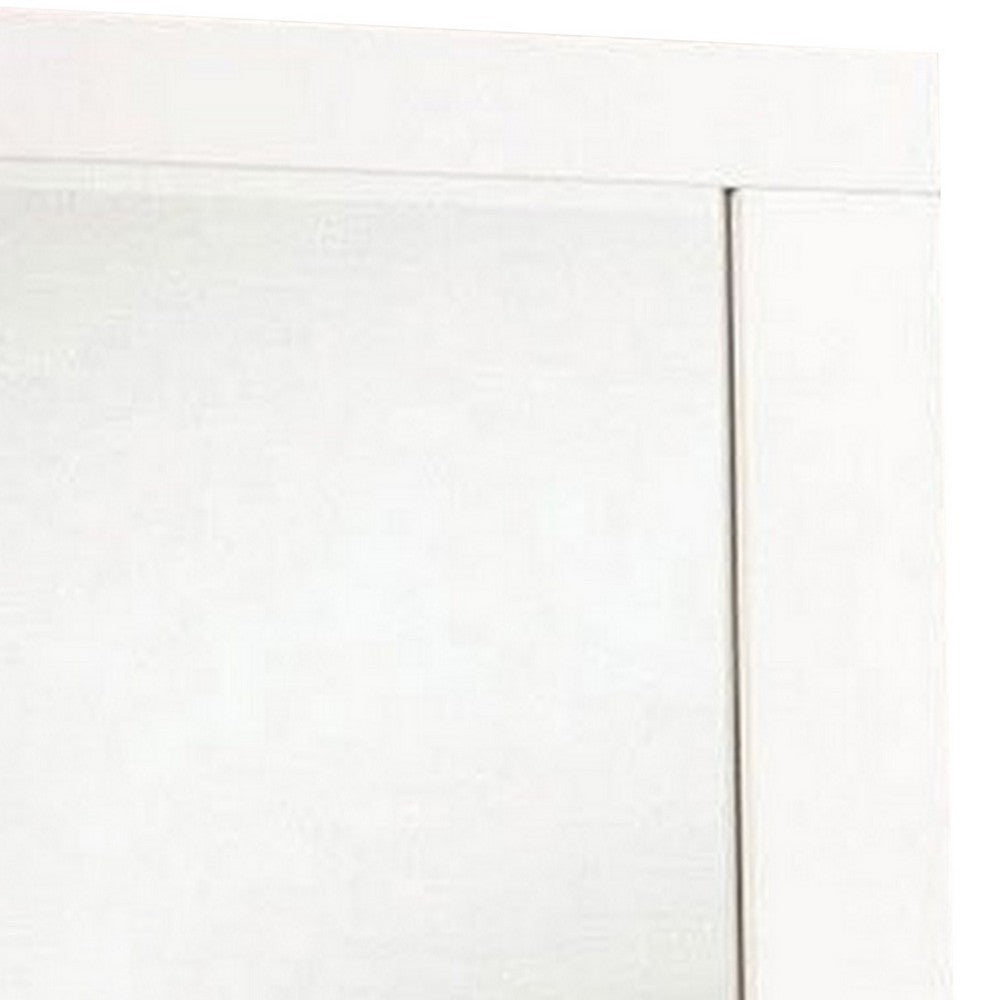Rectangular Wooden Frame Mirror with Mounting Hardware, White