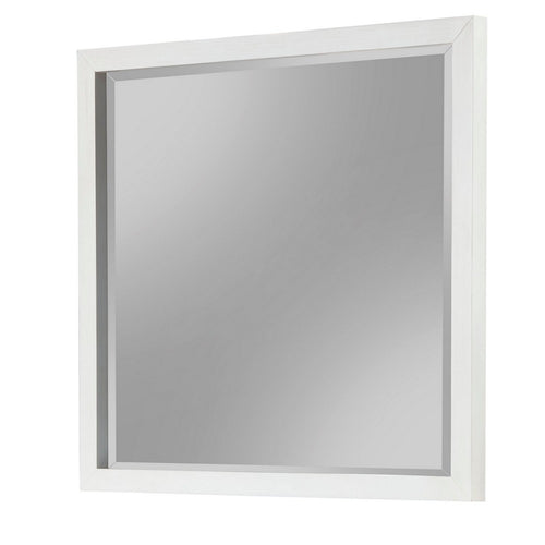 40 Inch Rectangular Wooden Frame Mirror, White