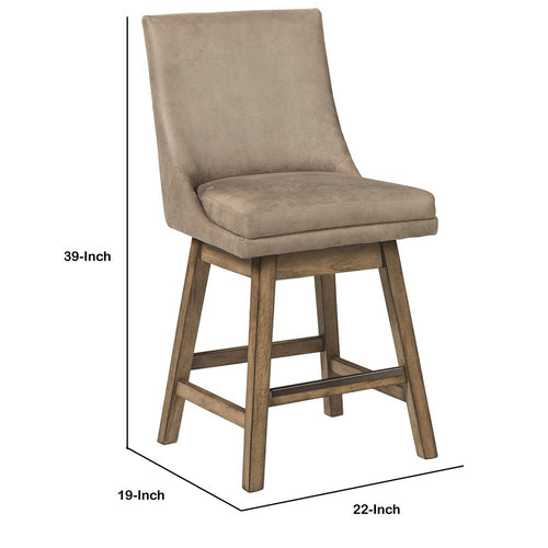 Arden Barstool Set | 39" | Faux Leather Padded Swivel | Beige
