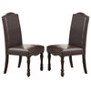 Nailhead Trim Faux Leather Dining Chair with Turned Legs Set of 2 Brown By Casagear Home BM231843