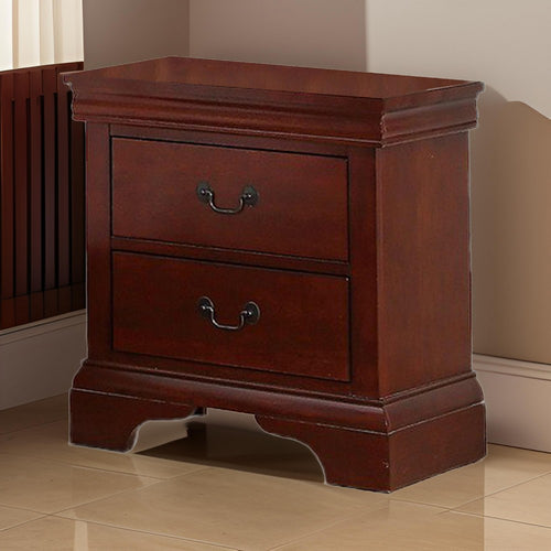 Logan Nightstand | 2 Drawer | Bracket Feet | Cherry Brown