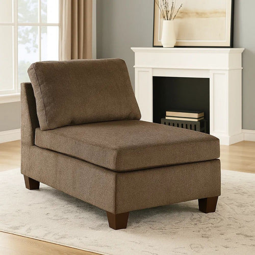 Nora Armless Chair | Fabric | Loose Back Pillows | Brown