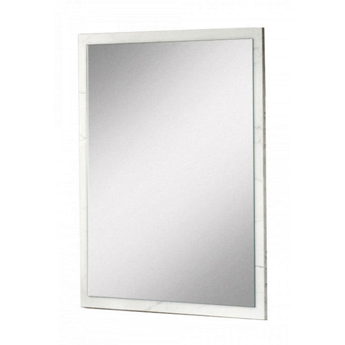 Kai Mirror | Vertical Frame | Faux Marble | White & Silver