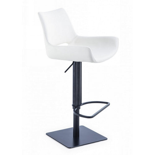 Ava Barstool | Swivel Faux Leather | Contoured Seat | White & Black