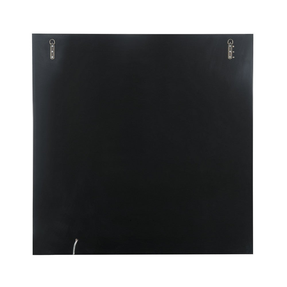 Rectangular World Wall Art with LED Black and Silver BM232520