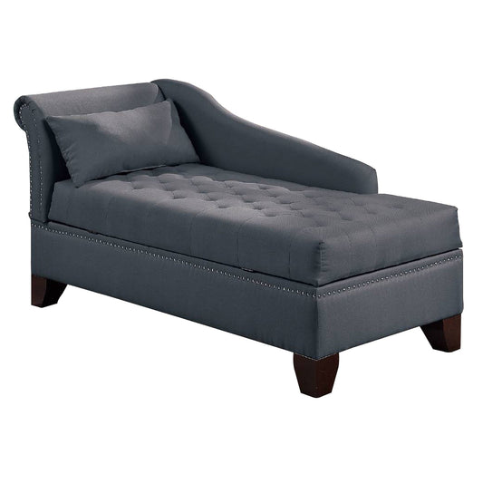 Chaise Lounge with Chamfered Feet and Nailhead Trim Details, Dark Gray By Casagear Home