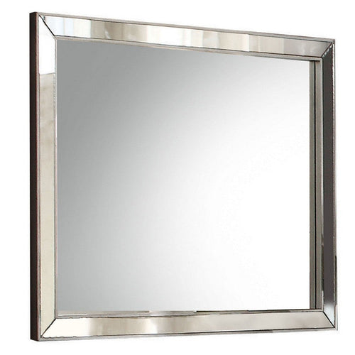 Wall Mirror | Wood | Beveled Edges | Mounting Hardware | Silver