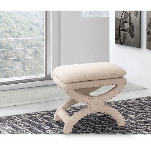 Pillow Top Ottoman | 21" | Criss Cross Base | Beige