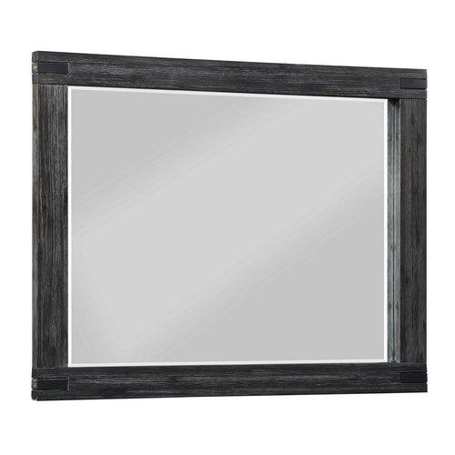 Rustic Style Wooden Frame Rectangular Beveled Mirror, Gray