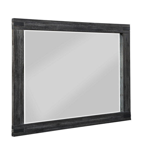 Rustic Style Wooden Frame Rectangular Beveled Mirror, Gray