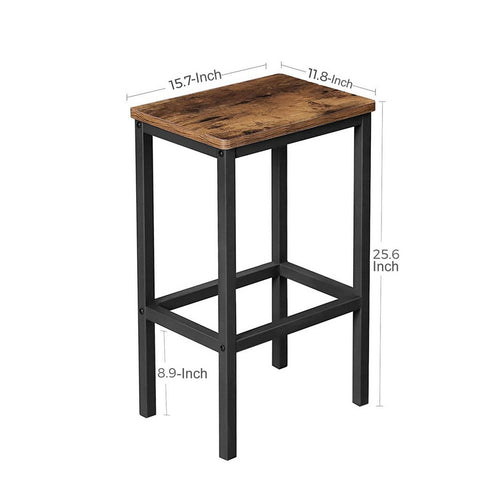 Barstool | Wood Seat | 25.6" | Set of 2 | Brown & Black