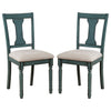 Wooden Side Chair with Open Chiseled Design Back Set of 2 Blue By Casagear Home BM233693