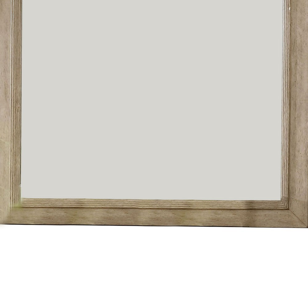 36 Inch Wooden Frame Mirror with Molded Details Brown BM233776