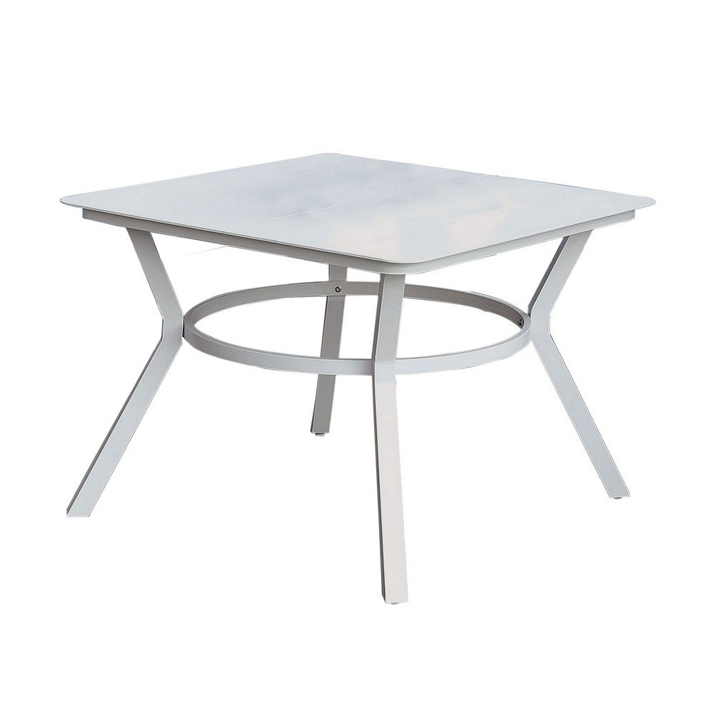 Patio Table | Plank Top Aluminum | Flared Legs | White