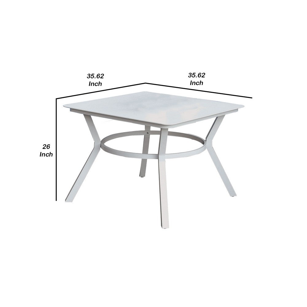 Patio Table | Plank Top Aluminum | Flared Legs | White BM233798
