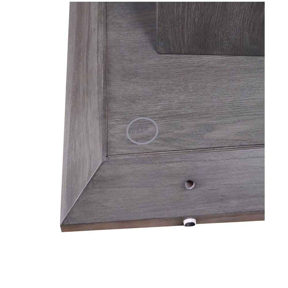 Glass Top End Table with Wooden Pedestal Base Gray BM233876