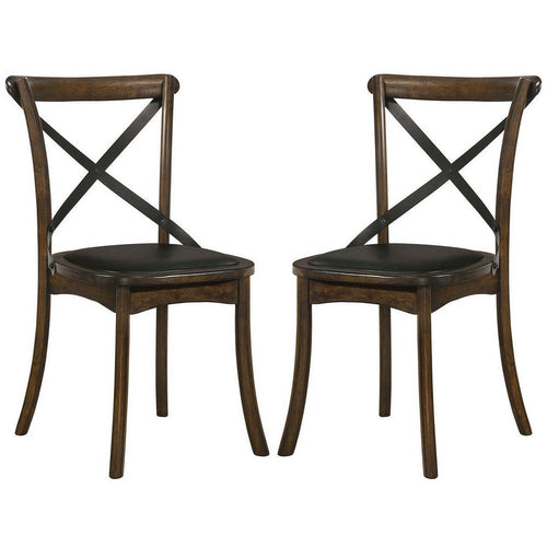 Side Chair | Wood Crossback | Saber Legs | Set of 2 | Brown