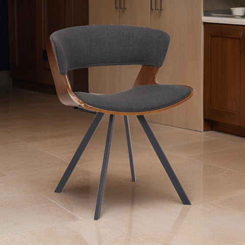 Dining Chair | 18" | Curved Padded Seat | Angled Legs | Brown & Black