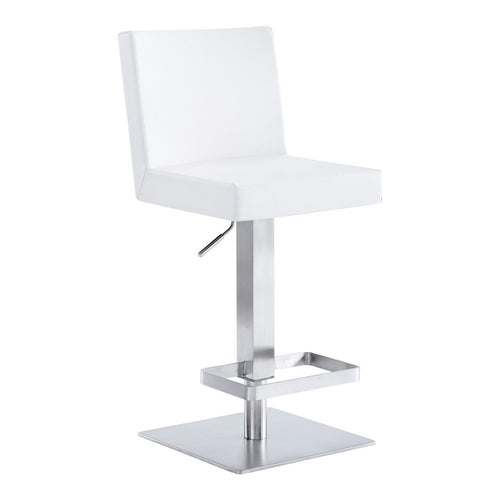 Barstool | Faux Leather Swivel | Adjustable Height | White