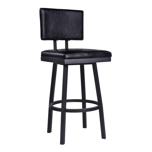Barstool | 26" | Faux Leather | Lumbar Back | SS Legs | Black