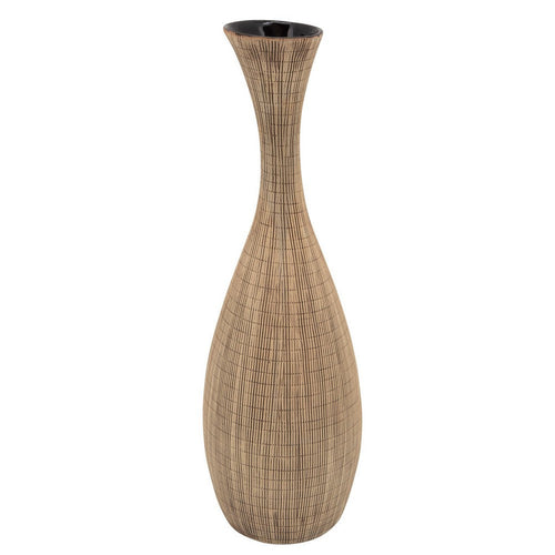 Ceramic Vase | 20" | Pot Bellied | Flared Neck | Beige