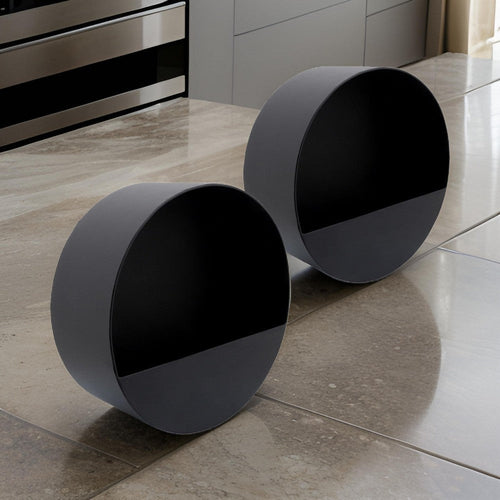 Planters | Metal Round with Hanger | Set of 2 | Black