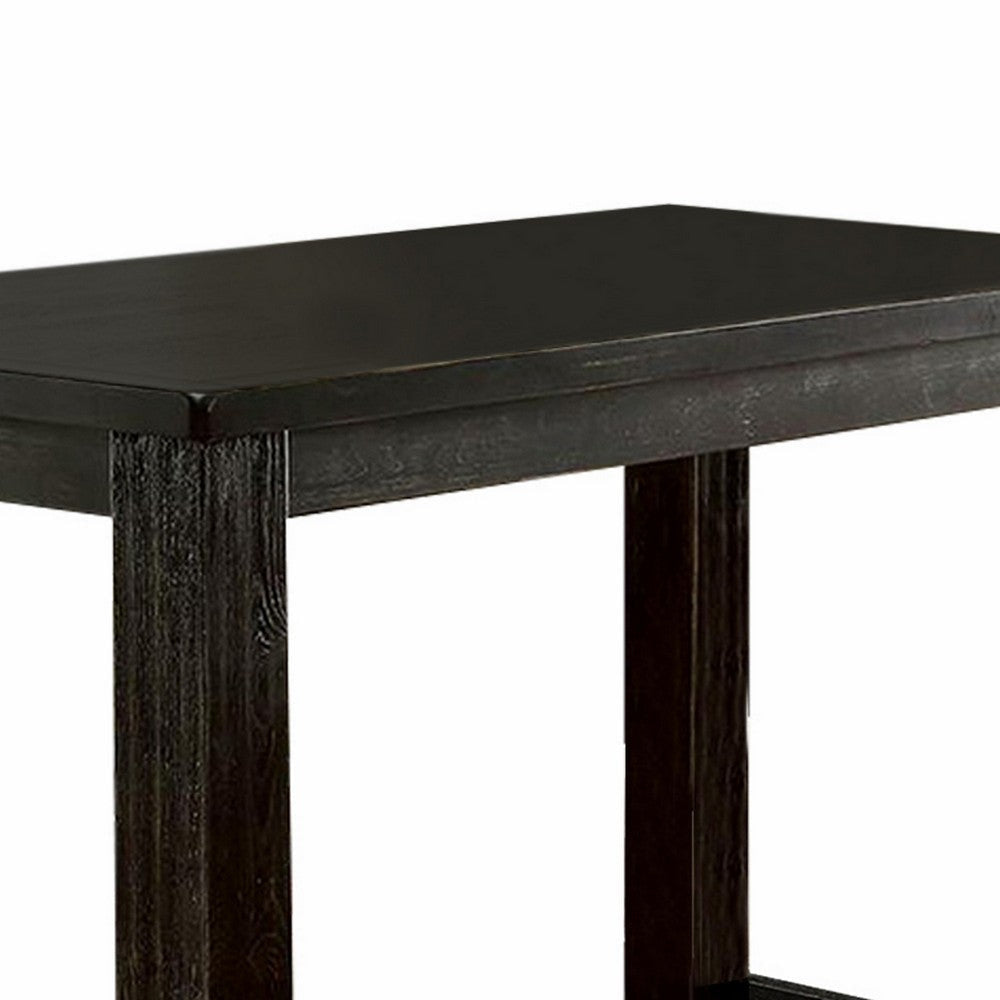 84 Inches Rectangular Dining Table with Leaf Extension Antique Black BM239811