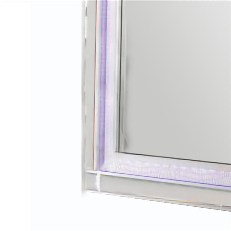 50 Inch Contemporary Textured Mirror with LED Silver BM240029