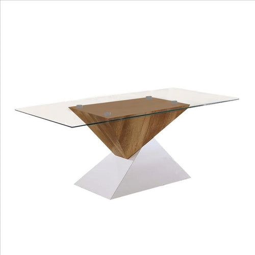 End Table | 2 Tone Wood | Pedestal Base | White & Brown