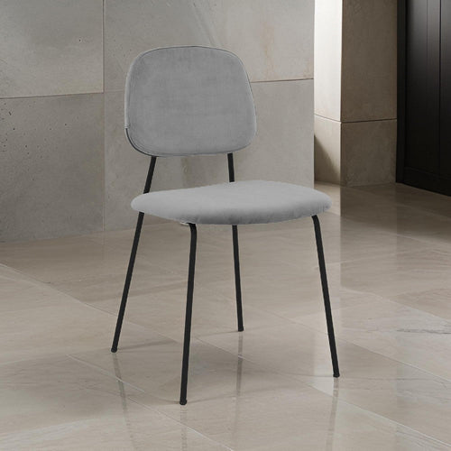 Dining Chair | Velvet Upholstery | Metal Frame | Set of 2 | Black & Gray