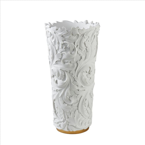 Decor Vase | Baroque Scroll Design | White