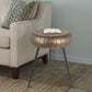 Round Top Accent Table with Tripod Base, Large, Gold and Black By Casagear Home