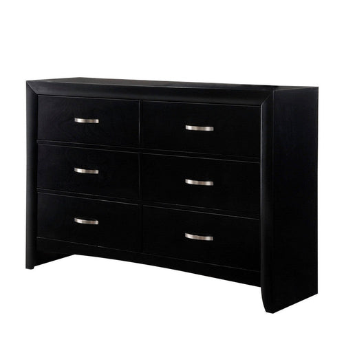 Elise Dresser | 6 Drawer | Metal Curved Pull Handles | Black