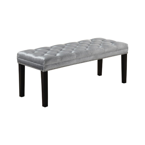 Savoy Bench | Nailhead Trim | Upholstered Seat | Silver