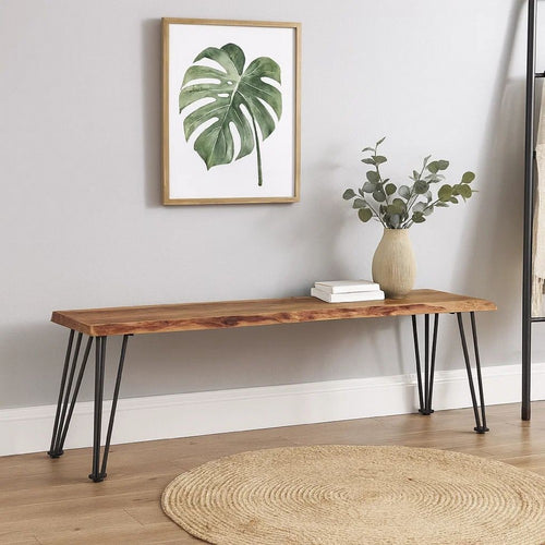 Arlo Dining Bench | Live Edge | Metal Legs | Brown