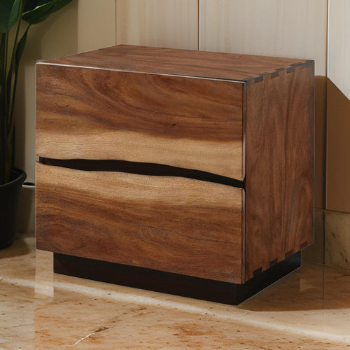 Arlo Nightstand | 2 Drawer | Live Edge | Brown
