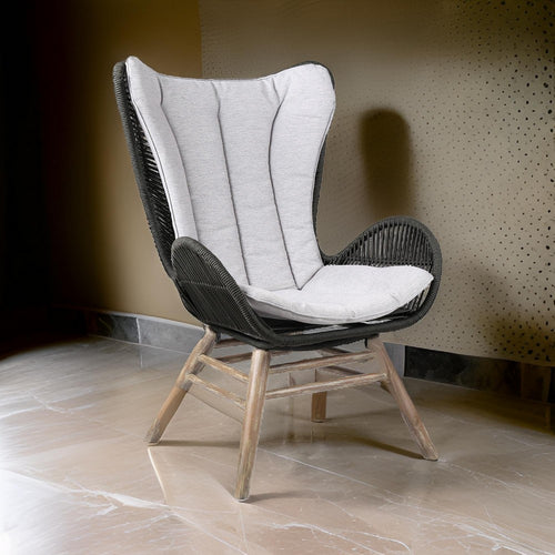 Reid Lounge Chair | Rope Wingback | Indoor Outdoor | Gray