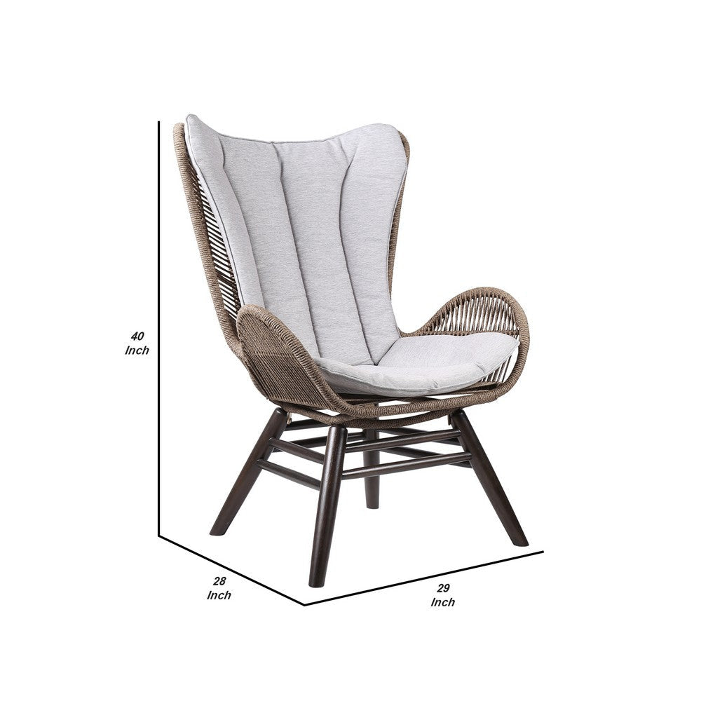Reid Lounge Chair | Rope Wingback | Indoor Outdoor | Brown BM245724