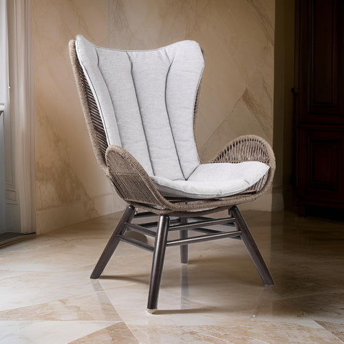 Reid Lounge Chair | Rope Wingback | Indoor Outdoor | Brown