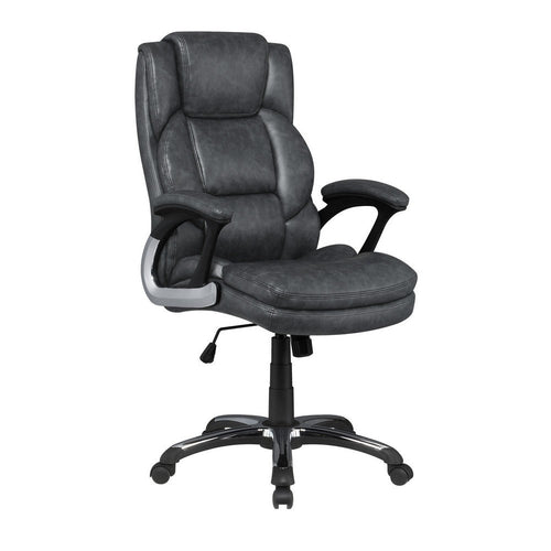Leatherette Office Chair with Casters and Padded Arms, Gray