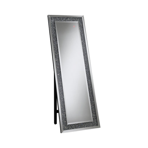 Liora Cheval Mirror | Rhinestone Inlay | LED Light | Silver