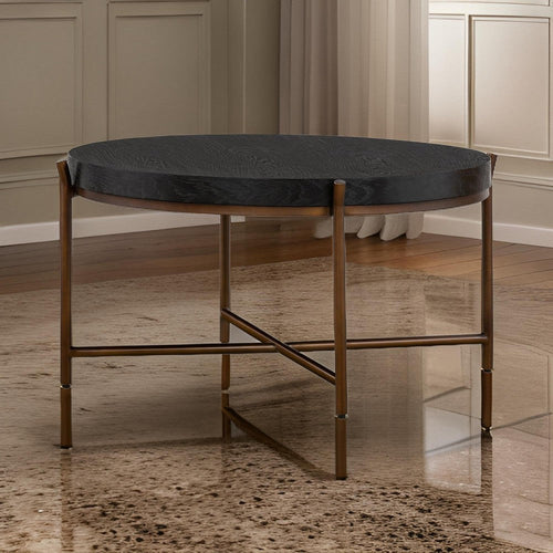 Sylvie Coffee Table | Round | Brushed Oak | Metal Frame