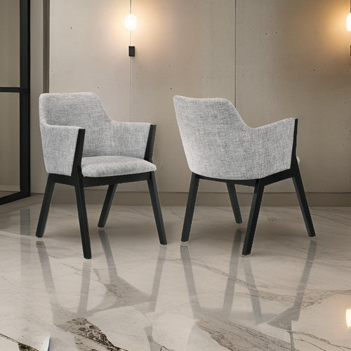 Renzo Dining Chair | Light Gray Fabric | Black Wood | Set of 2