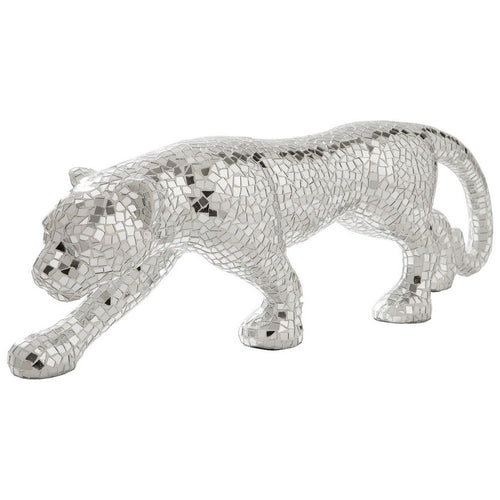Liora Panther Statue | Glass Mosaic | Standing | Silver