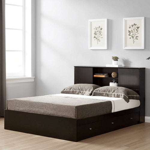 Mira Twin Headboard | Bookcase | 2 Sliding Doors | Red Cocoa