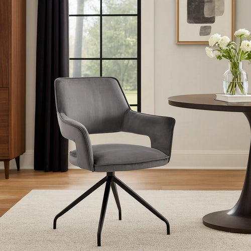 Reid Accent Chair | Velvet Upholstered | Black | Gray