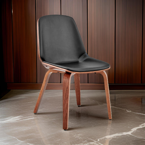 Reid Dining Chair | Faux Leather Seat | Slight Curve | Black