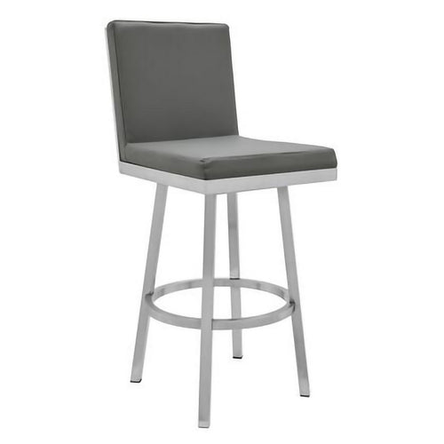 Reid Barstool | 30" Swivel | Hexagonal Back | Metal Frame | Gray