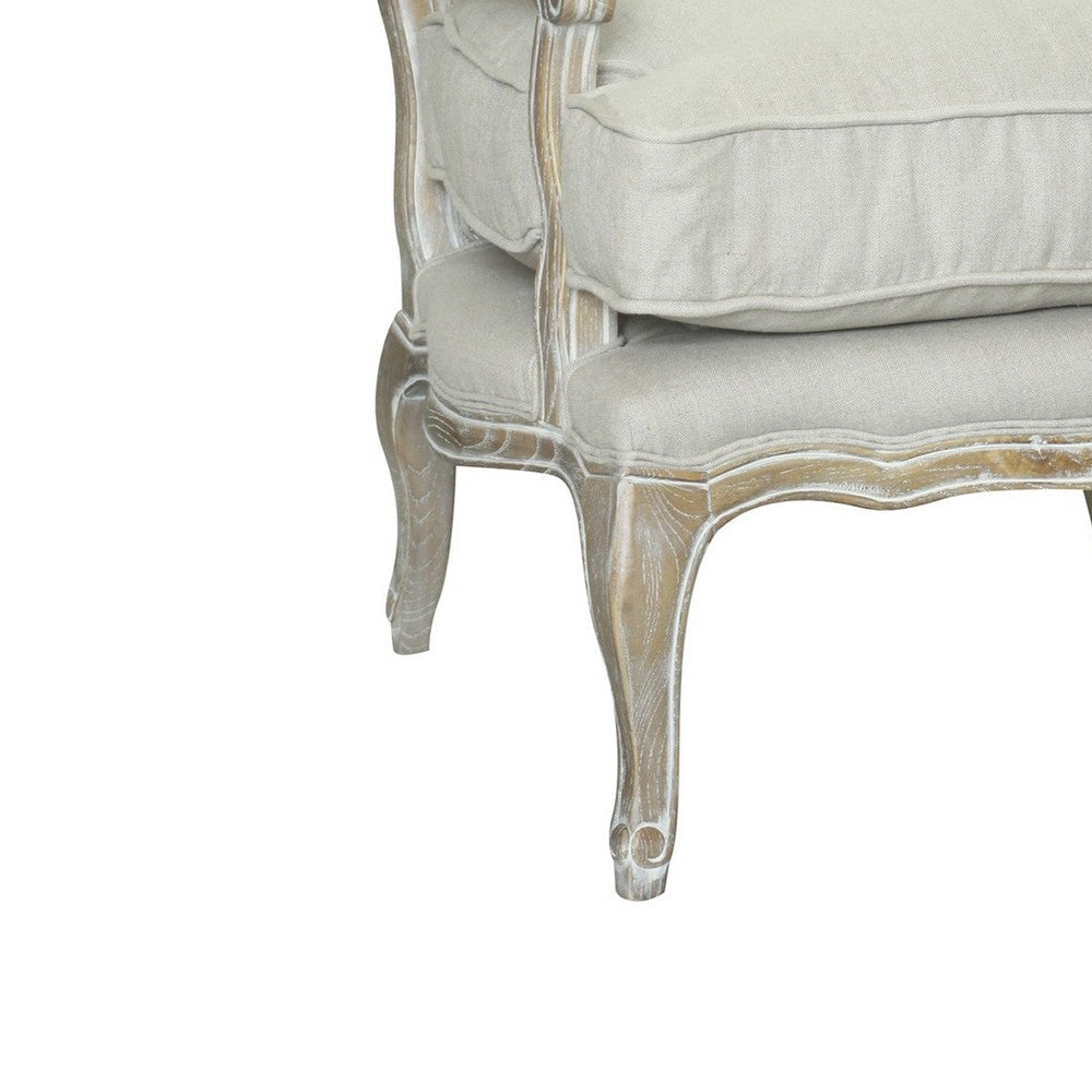 Accent Chair with Pillow Seat and Scrolled Frame Off White BM249415