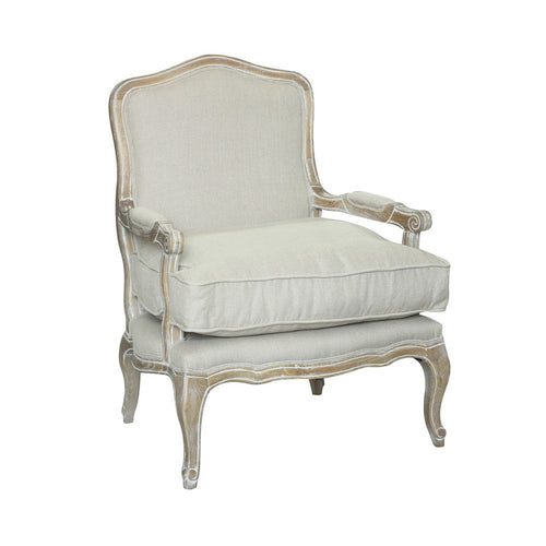 Accent Chair with Pillow Seat and Scrolled Frame, Off White